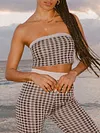 Plaid Bandeau Backless Top&Pants Two-Piece Suits