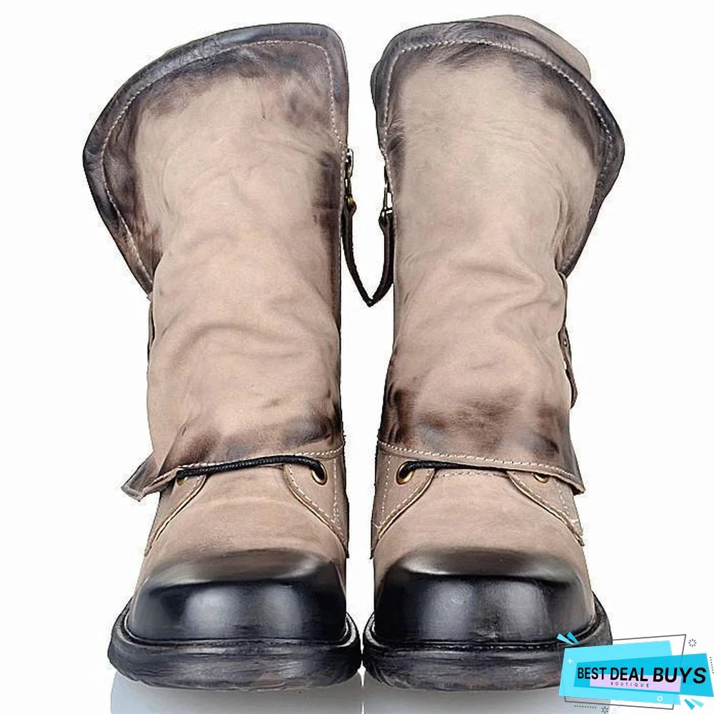 Woman Winter Horse Riding Boots Vintage Combat Punk Ankle Shoes