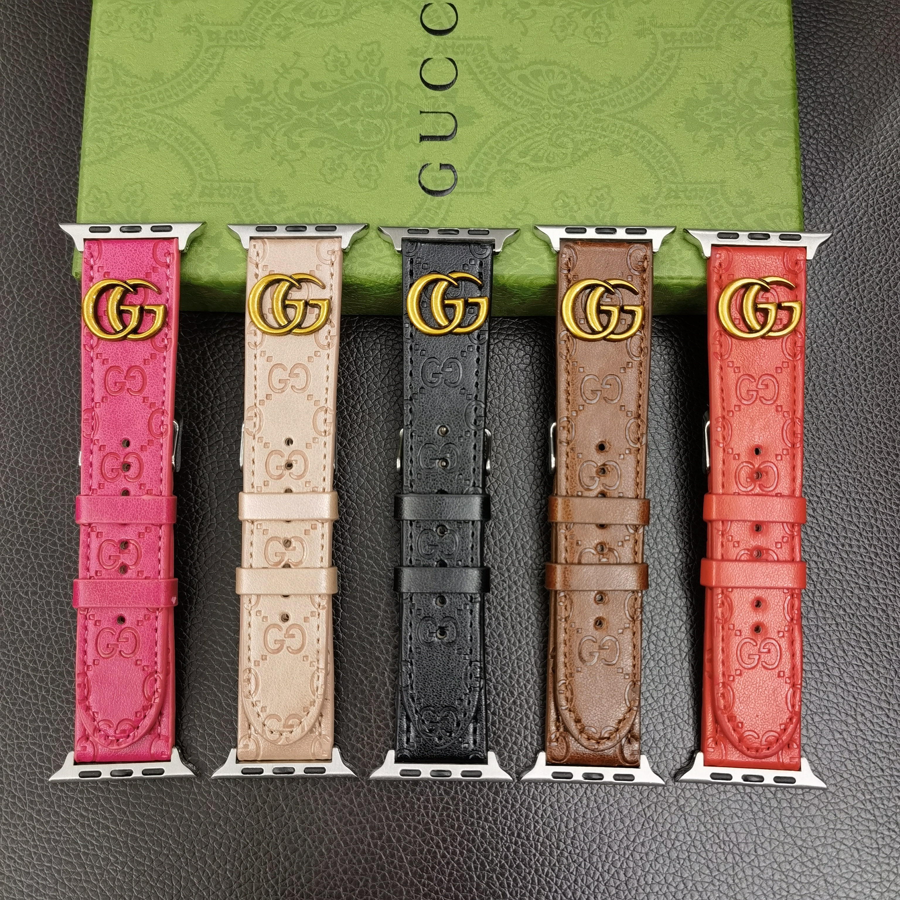 OPHIDIA GG Metal Monogram Gucci Leather Apple Watch Band