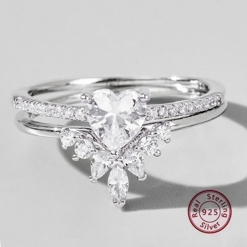 White Gold Plated Sterling Silver Zircon Solid Color Rings