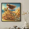 Seaside Golden Gown Lady Special Shaped 5D DIY Partial Drill Diamond Painting Kits 30x30cm Diamond Art Kit for Adults Home Decor