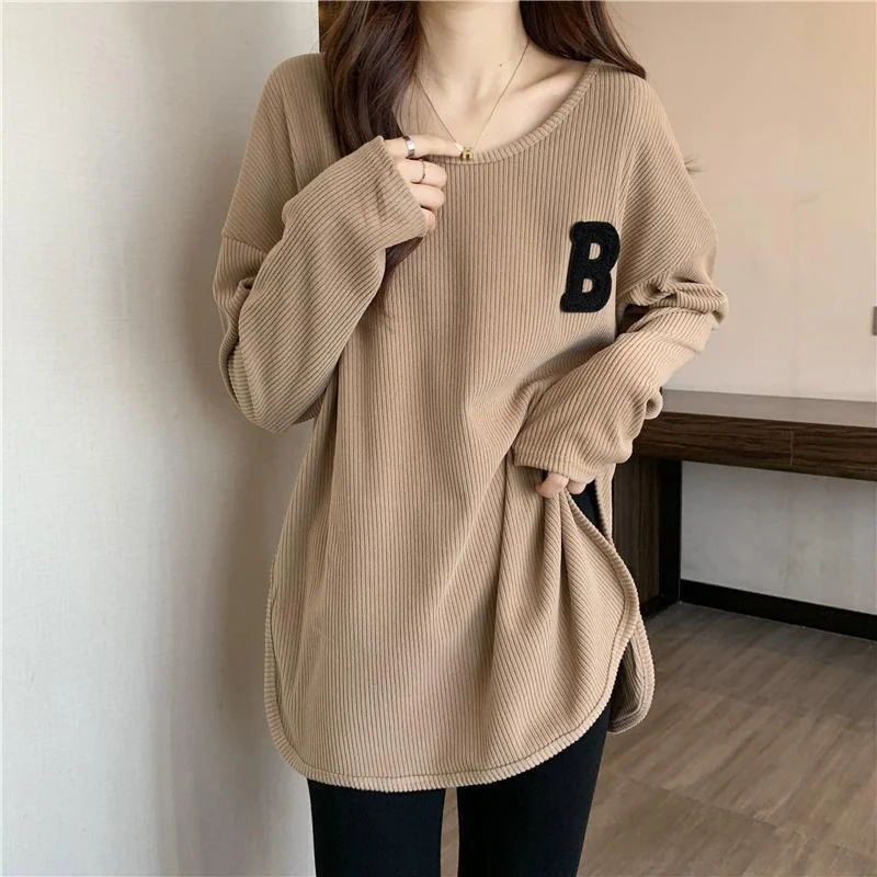 Uveng Uveng T-Shirt Women Spring And Autumn Winter 2023 New Loose Show Thin Foreign Style Versatile Embroidered Plus-Size Bottom Shirt Jacket