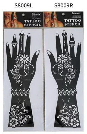 1pair 2pcs hand sleeve temporary tattoo stencil henna lace mandala tattoo template spray paint templates sheets lotus flowers