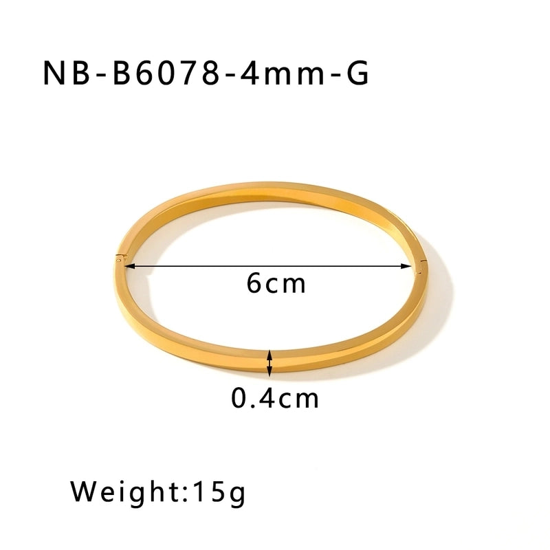 Minimalist Round 304 Stainless Steel 18K Gold Plated Bangle In Bulk