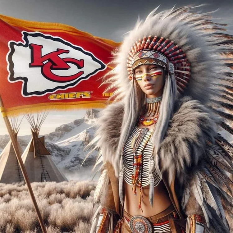 Indians Kansas City Chiefs 40*40CM (Canvas) Full Round Drill Diamond Painting gbfke