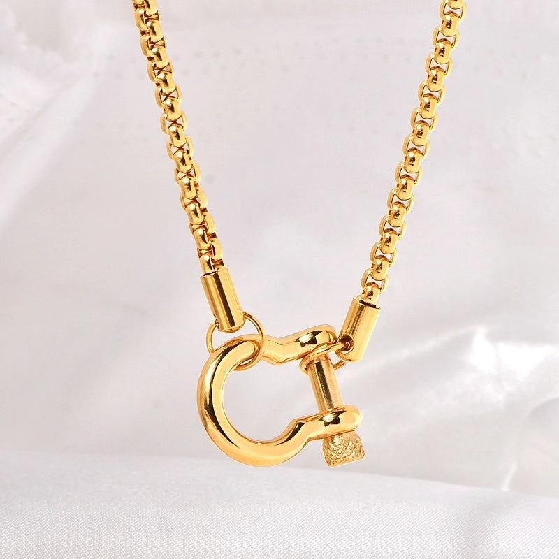 Classic Style Solid Color Horseshoe 304 Stainless Steel Titanium Steel 18K Gold 18K Gold Plated Stainless Steel Necklaces