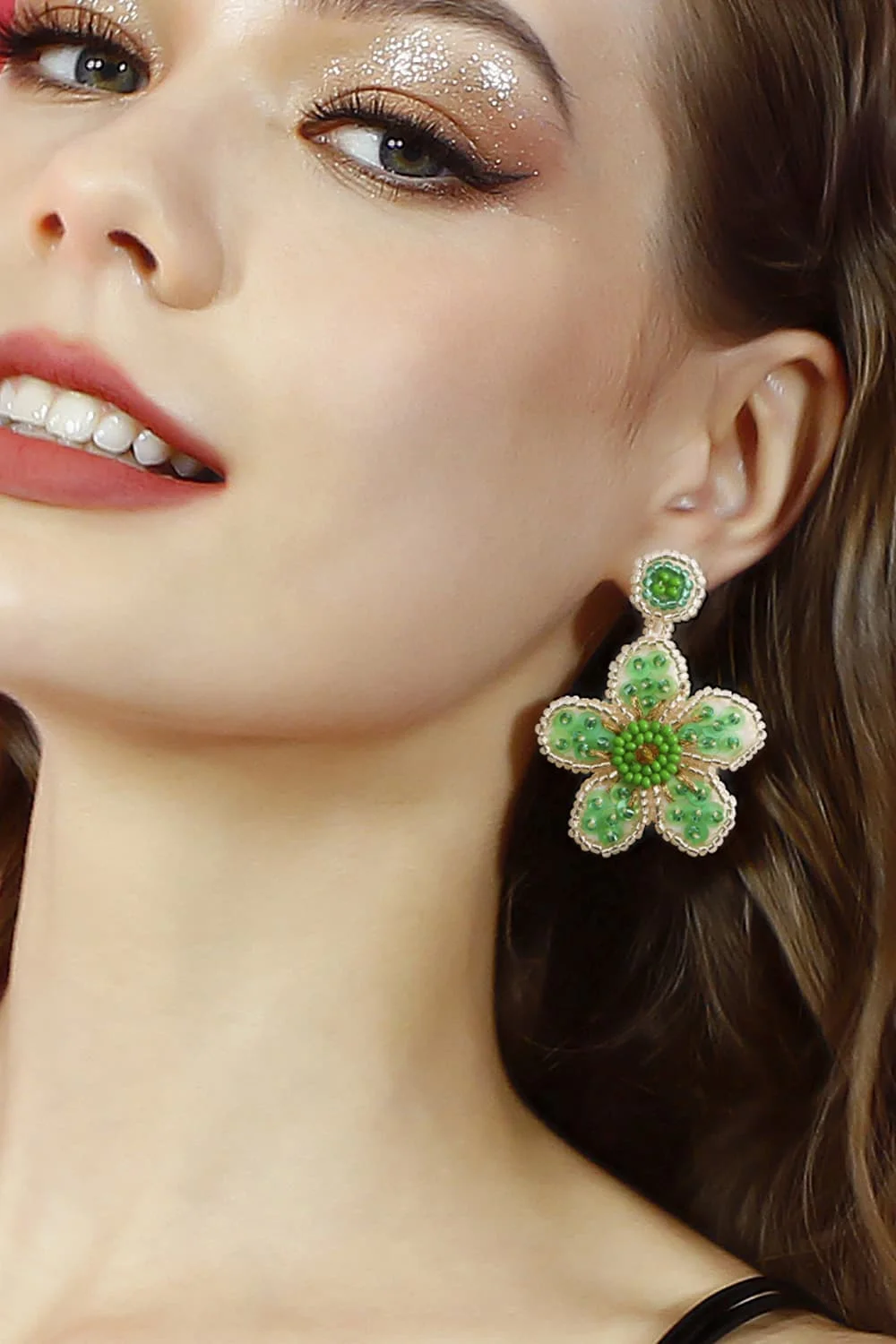 Back to school Flower Shape Beaded Dangle Earrings