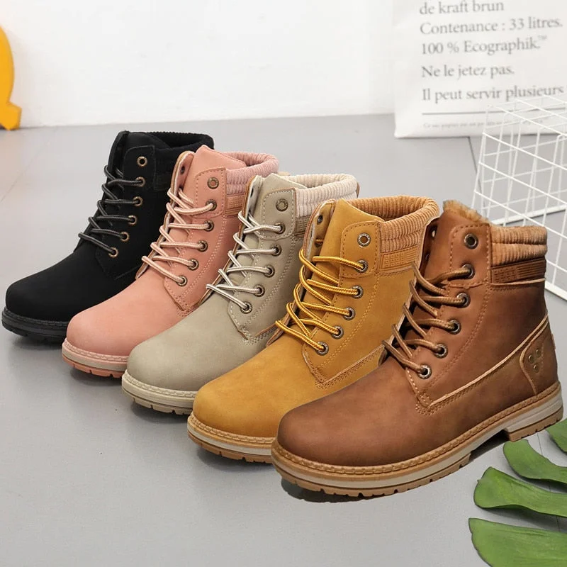 2020 Winter Shoes Woman Warm Snow Boots Women Ladies Ankle Boots Outdoor Thick Bottom Tooling Boots Pink Booties M846