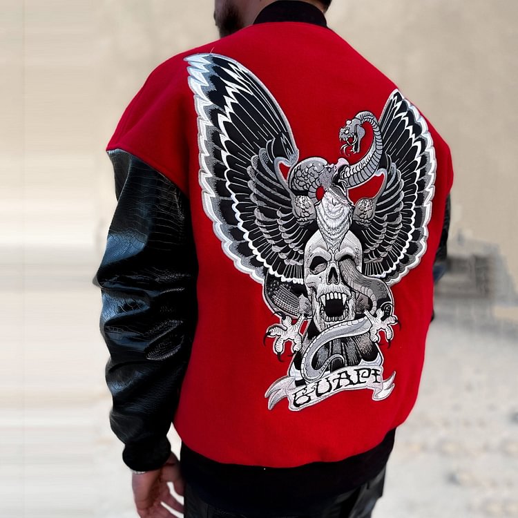 Skull flying eagle fashion street style stitching baseball uniform