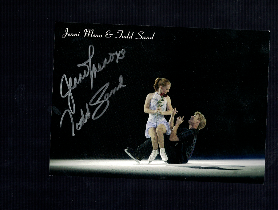 Jenni Meno Todd Sand Olympic Figure Skating Signed Photo Poster painting Card W/Our COA A