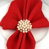 Pearl Rhinestone Flower Golden Catering Napkin Ring