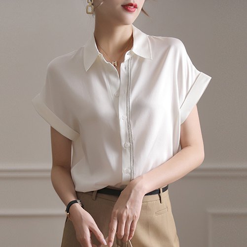 White Shift Short Sleeve Shirts & Tops