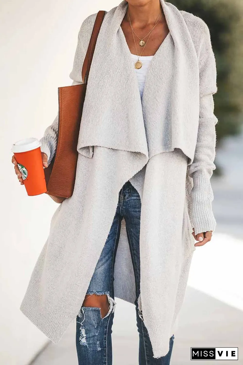 Fashion Classic Pure Color Casual Loose Coat