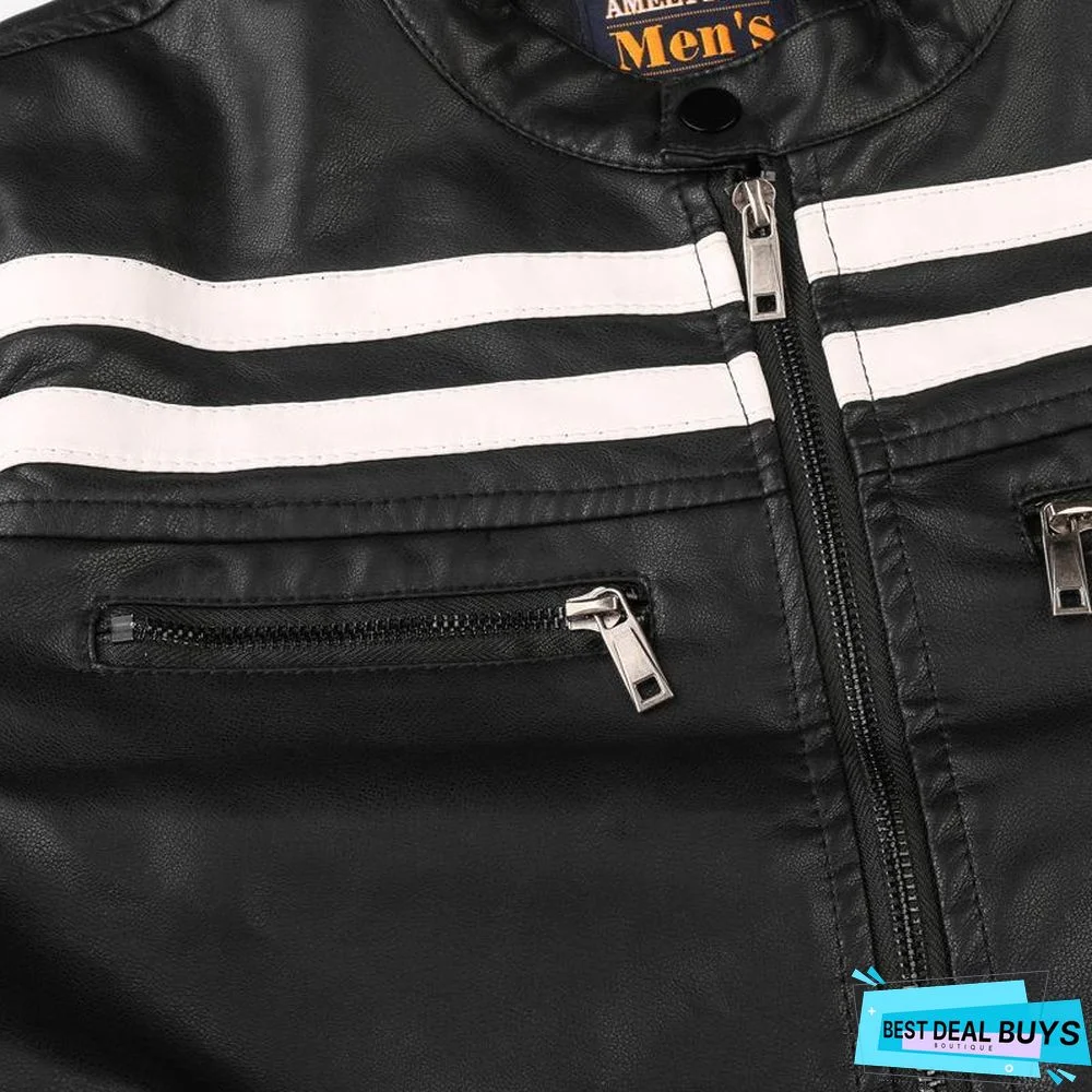 Men's Leather Jacket Fashion with Fleece Thicken Motorcycle Jacket Men Slim Style Quality Leather Jacket