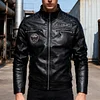 💥 2025 New Arrivals! Men's Leather Motorcycle Jacket with Full Zip Closure - Suitable for Motorcycle Riding, Casual
