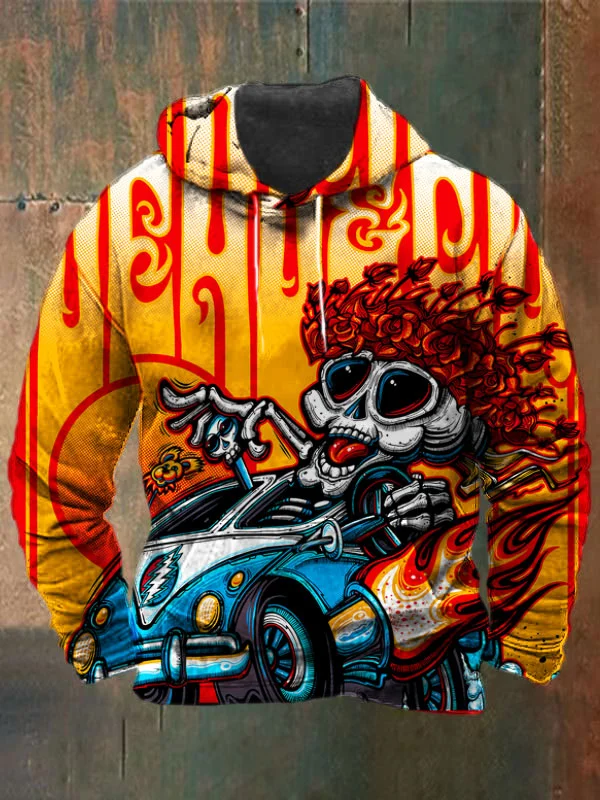 Unisex Skull Print Heavyweight Hoodies