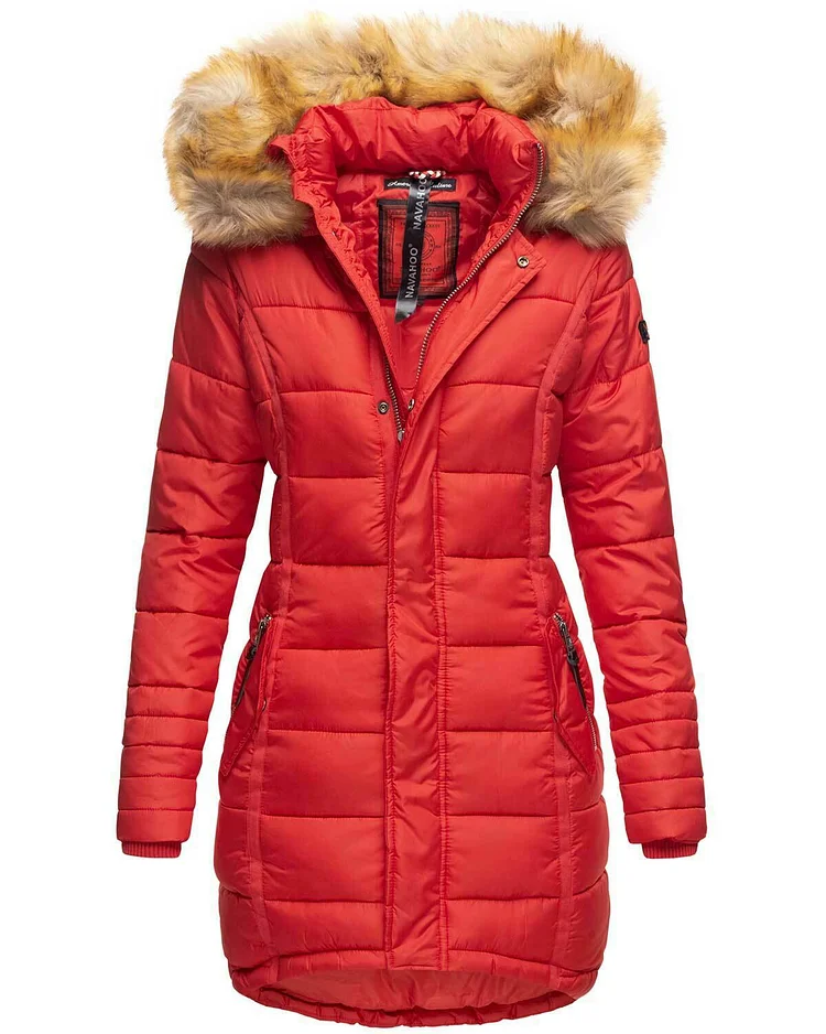 Fashion ladies parka coat with fur collar A