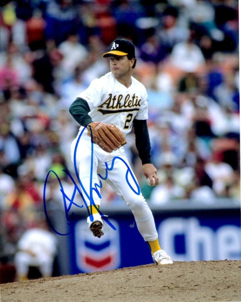 Autographed CURT YOUNG Oakland A's 8x10 Photo Poster painting w/ COA