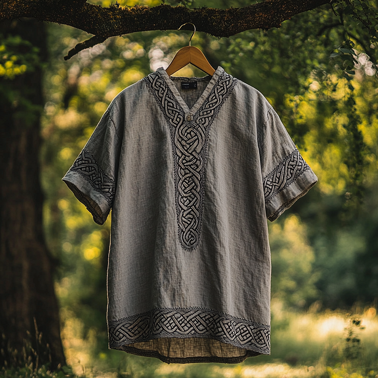 Men's Viking Mythology Celtic Knot Cotton Linen T-shirt / Rvogue / Rvogue