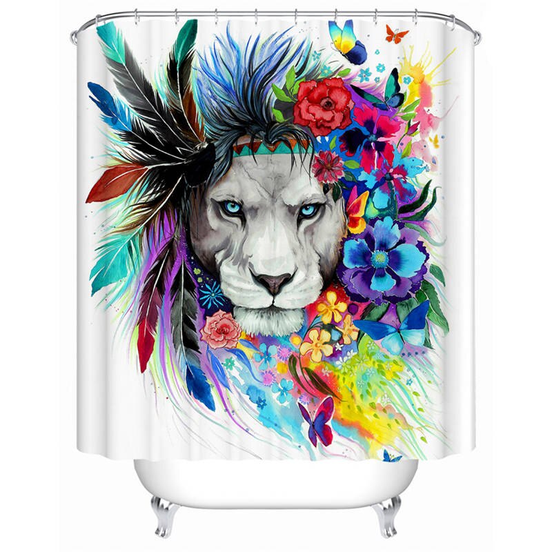 

Lion - Print Shower Curtain, 180*200cm, 501 Original