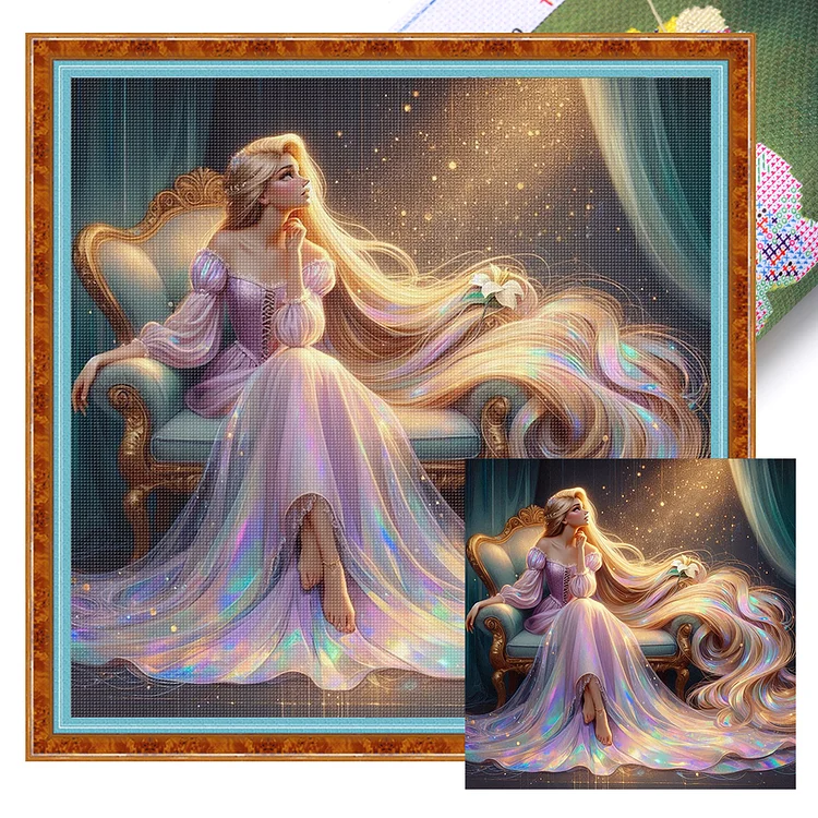【Huacan Brand】Princess 50*50cm 14CT Stamped Canvas Cross Stitch gbfke