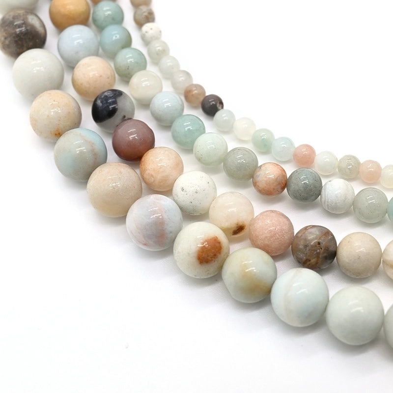 1 Strand/Package 10mm 6mm 8mm Hole Under 1mm Hole 1~1.9mm Natural Stone Amazonite Round Simple Polished Jewelry Accessories