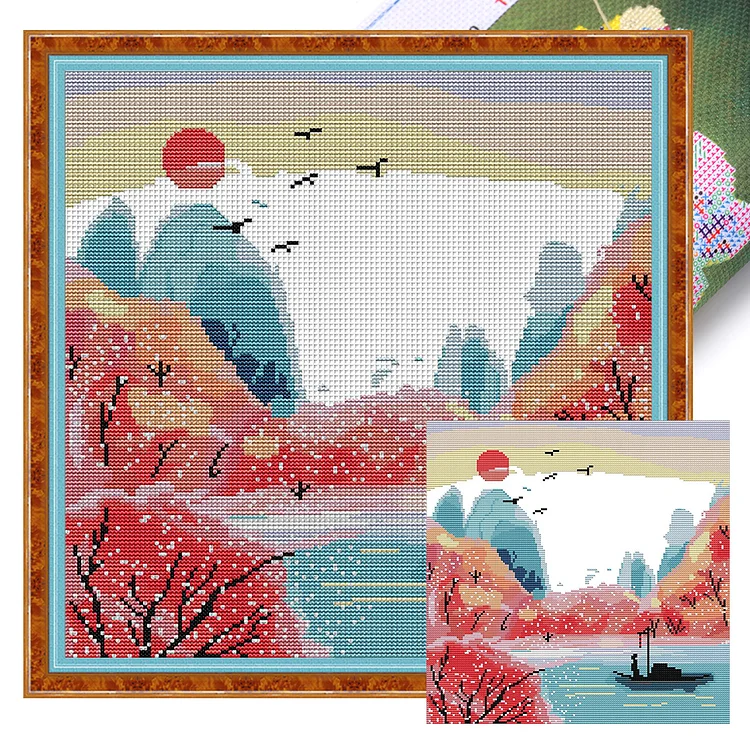 Joy Sunday Landscape - Printed Cross Stitch 14CT