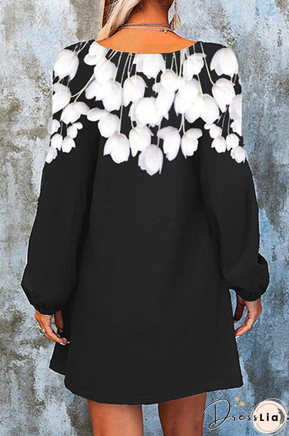 Casual Floral Split Joint  Contrast V Neck A Line Dresses