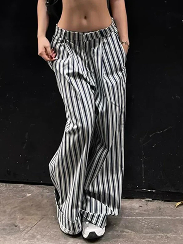 Striped Wide-leg Pants hjn Shicloths