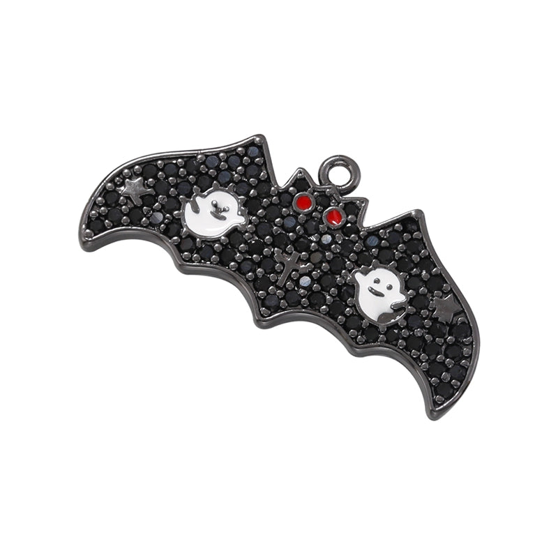 Ig Style Exaggerated Funny Ghost Bat Copper Enamel Plating Inlay Zircon 18k Gold Plated Halloween Charms