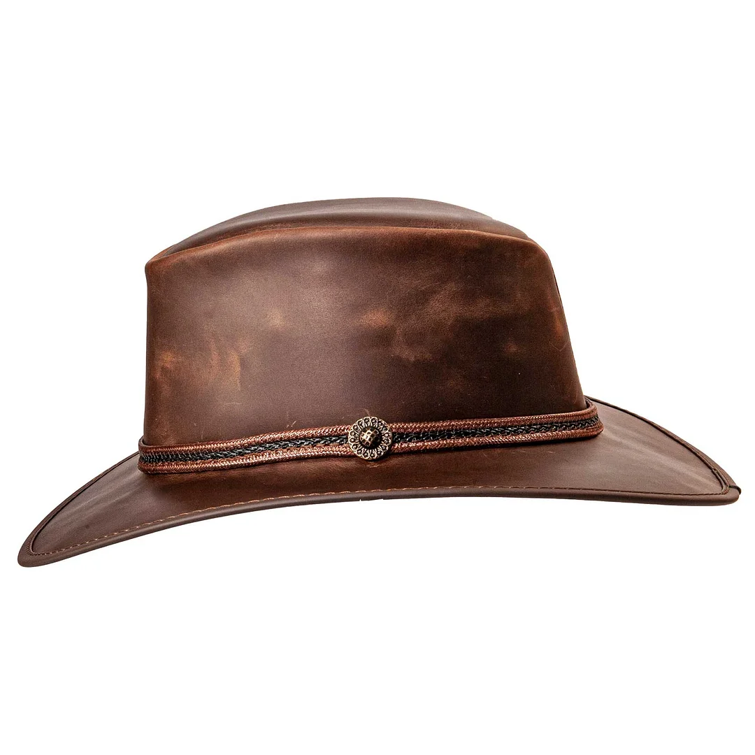 Midnight Rider - Mens Leather Outback Hat