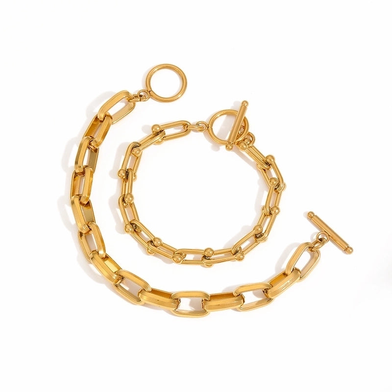 Cool Style IG Style Geometric 304 Stainless Steel 18K Gold Plated Bracelets In Bulk
