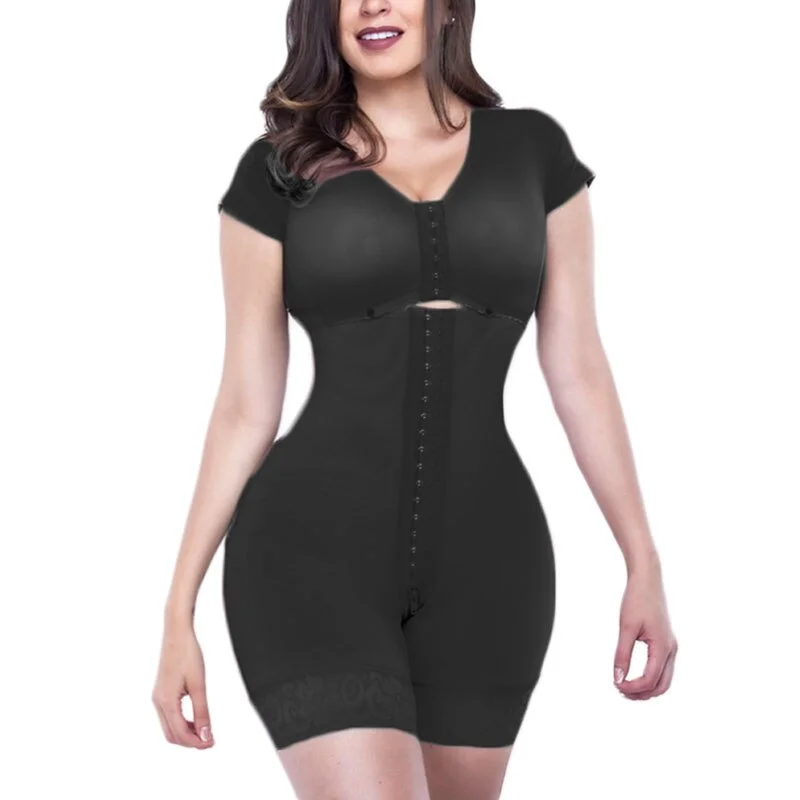 Billionm Hook Eye Front Closure Fajas Colombianas Short Sleeve Women Shapewear With Bra