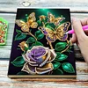 (US Local)DIY Diamond Art Diary Book Journal Notebook 60 Pages A5 Diary(Butterfly Rose)