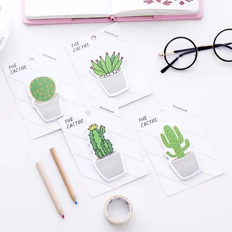 1 Pcs Cute Kawaii Memo Pad Stickers Sticky Notes Cactus Post Office It School Supply Stationery notepad decoration adhesive