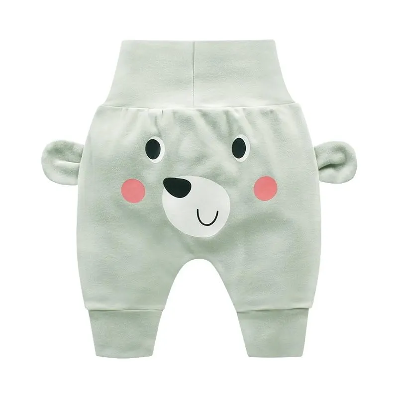Baby Cute Pants Boys Girl Cartoon High Waist Protection Belly Children Toddler Spring Autumn Winter Newborn Warm Velvet Trousers