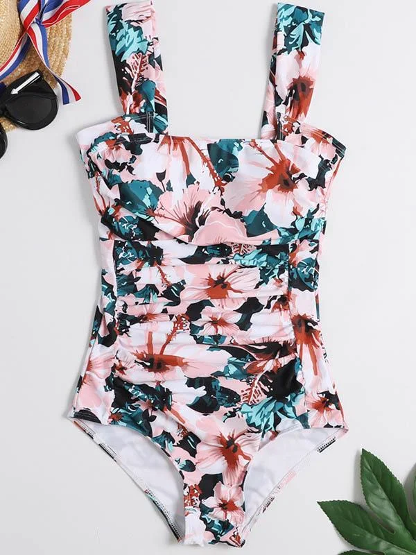 Floral-Print Ruffled One-Piece Swimwear