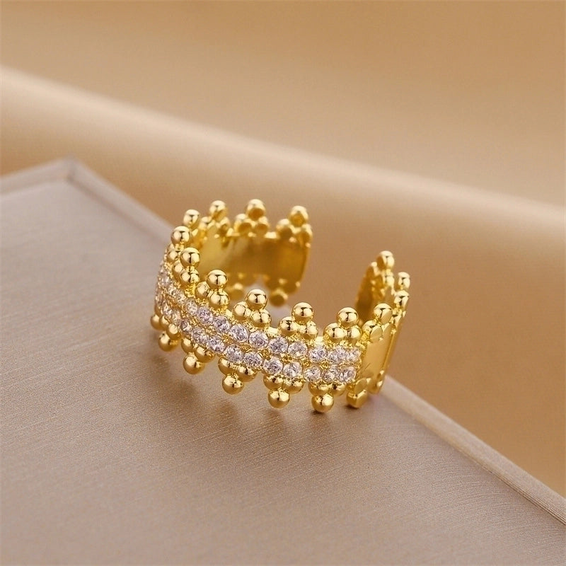 Fashion Geometric Snake Butterfly Copper Open Ring Plating Artificial Gemstones Copper Rings