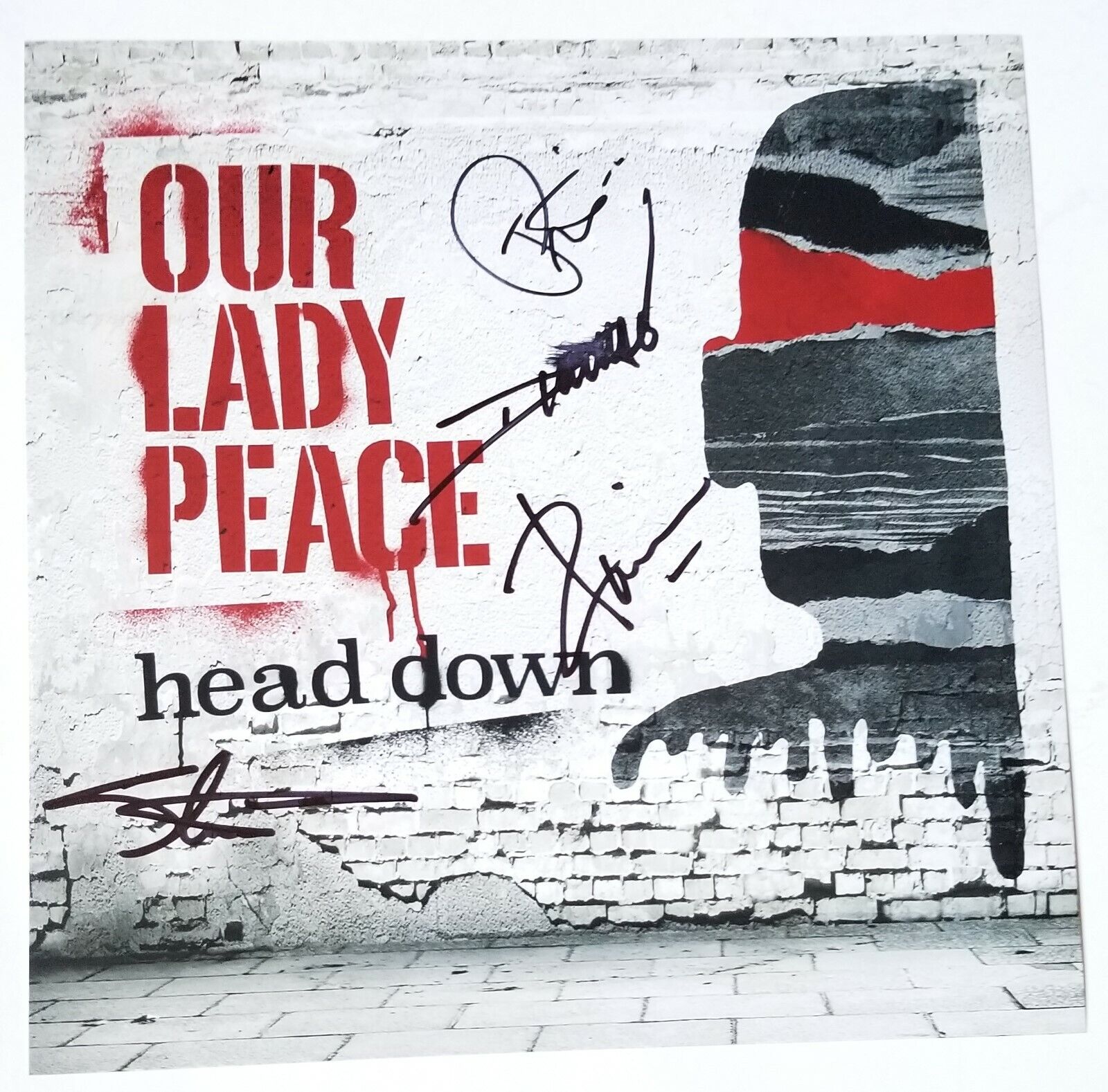 Our Lady Peace REAL hand SIGNED 11x11 Head Down Album Flat Photo Poster painting COA