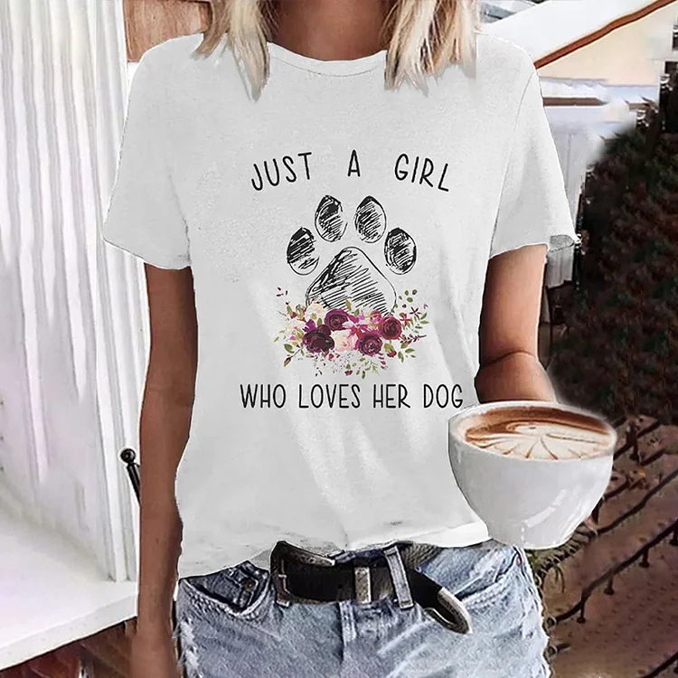 Comstylish Just a Girl Who Loves Her Dog T-Shirt