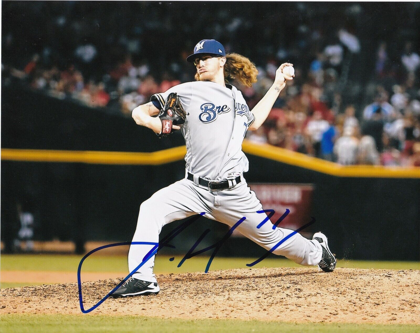 JOSH HADER MILWAUKEE BREWERS ACTION SIGNED 8x10