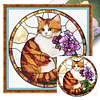 Orange Cat Glass Painting-11CT Stamped Cross Stitch 40*40cm/15.75*15.75in