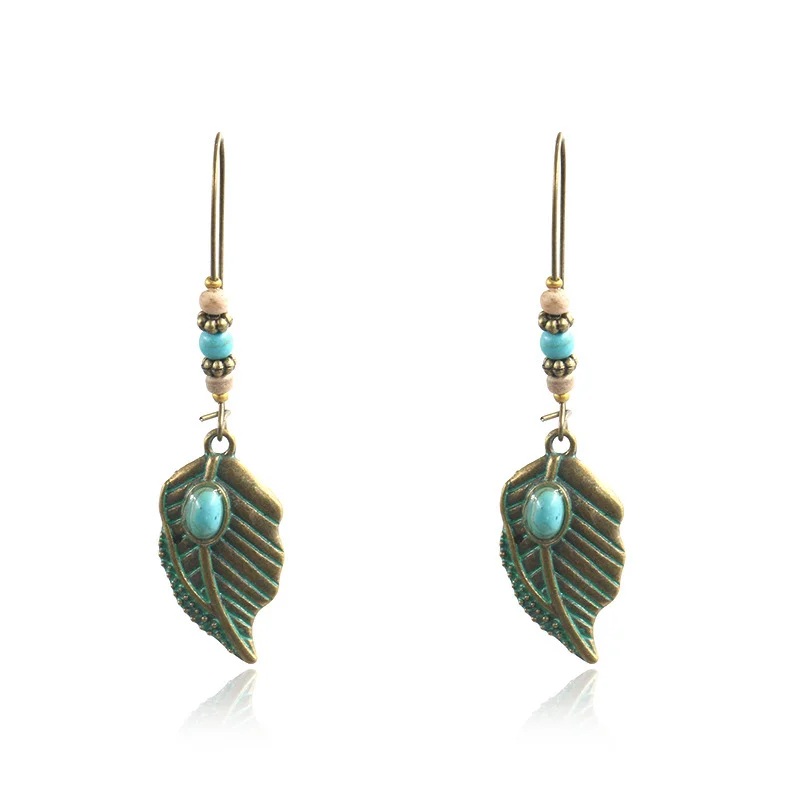 Women's Bohemian Retro Turquoise Hollow Exotic Earrings