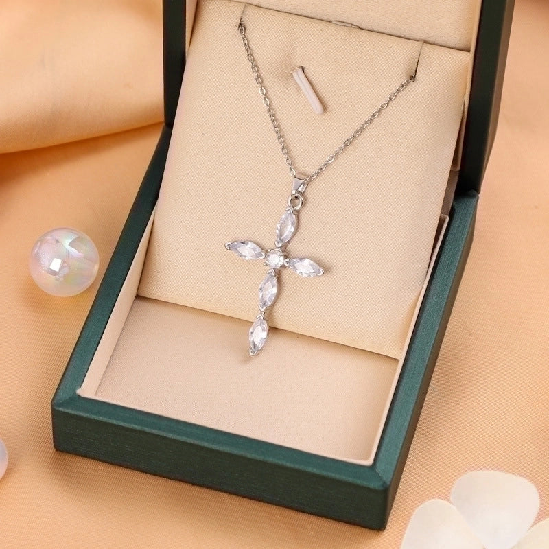 Titanium Steel Casual Minimalist Cross Plating Pendant Necklace