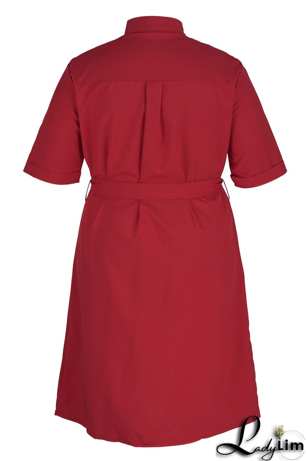 Black Casual Solid Patchwork Buckle Turndown Collar Straight Plus Size Dresses