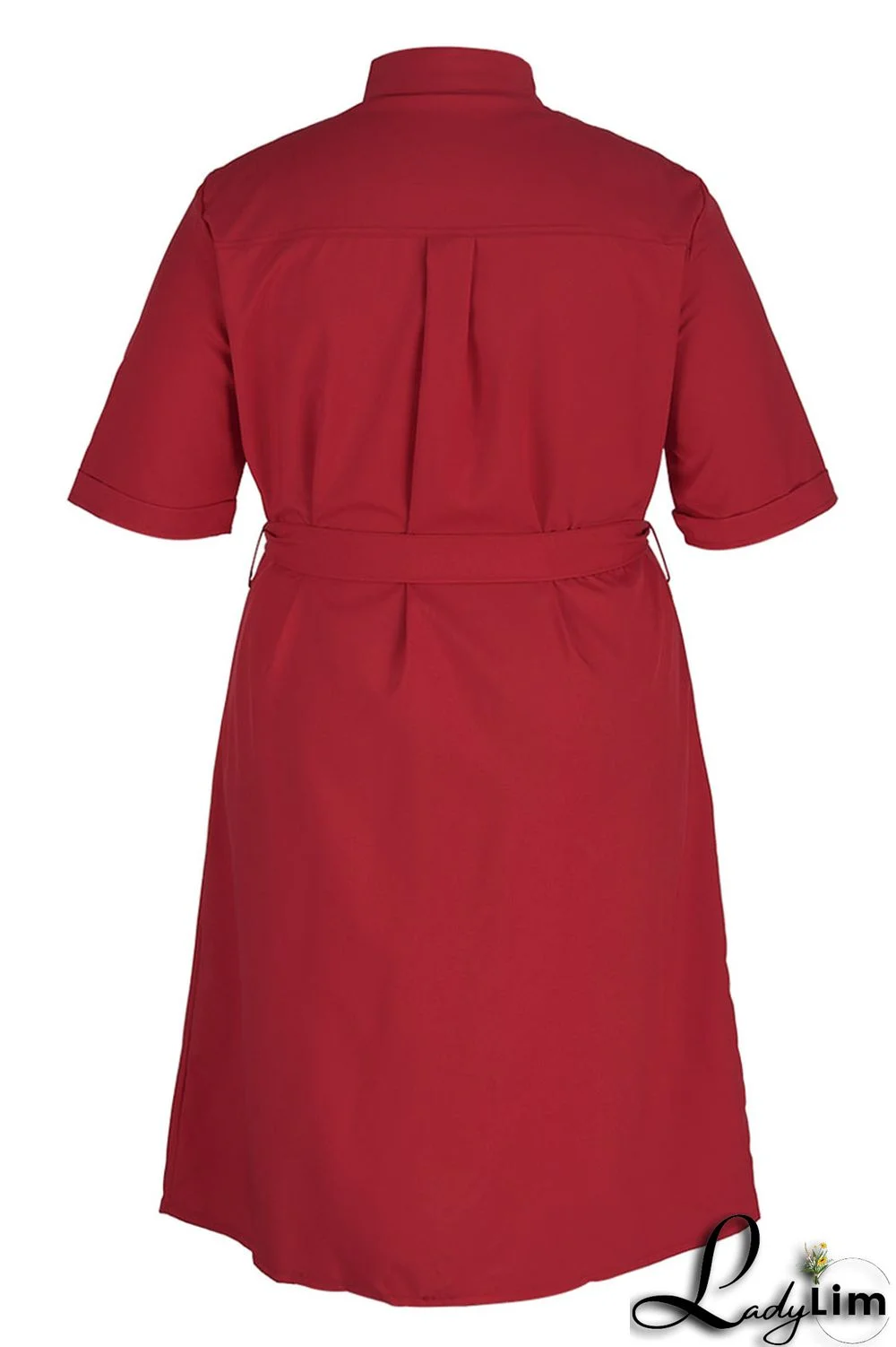 Black Casual Solid Patchwork Buckle Turndown Collar Straight Plus Size Dresses