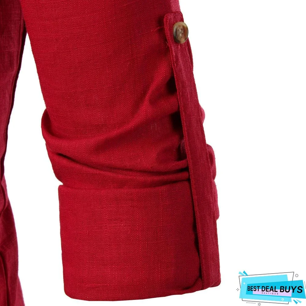 Lapel Neck Button Casual Solid Color Shirt