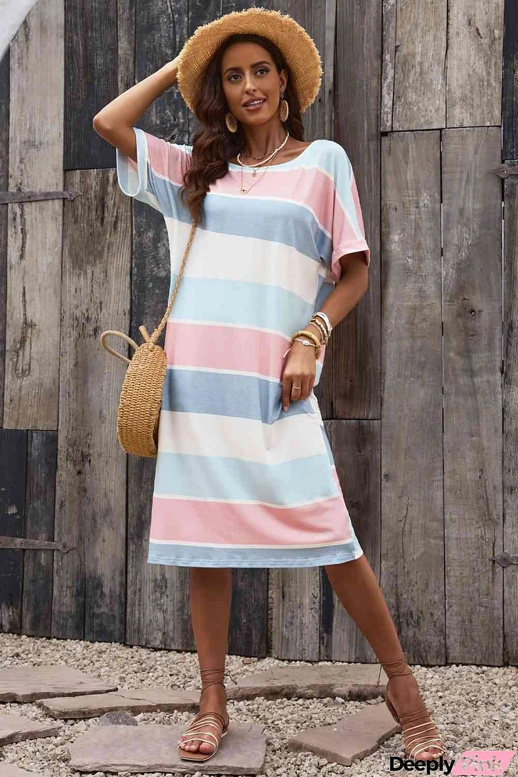 Striped Round Neck Tee Dress