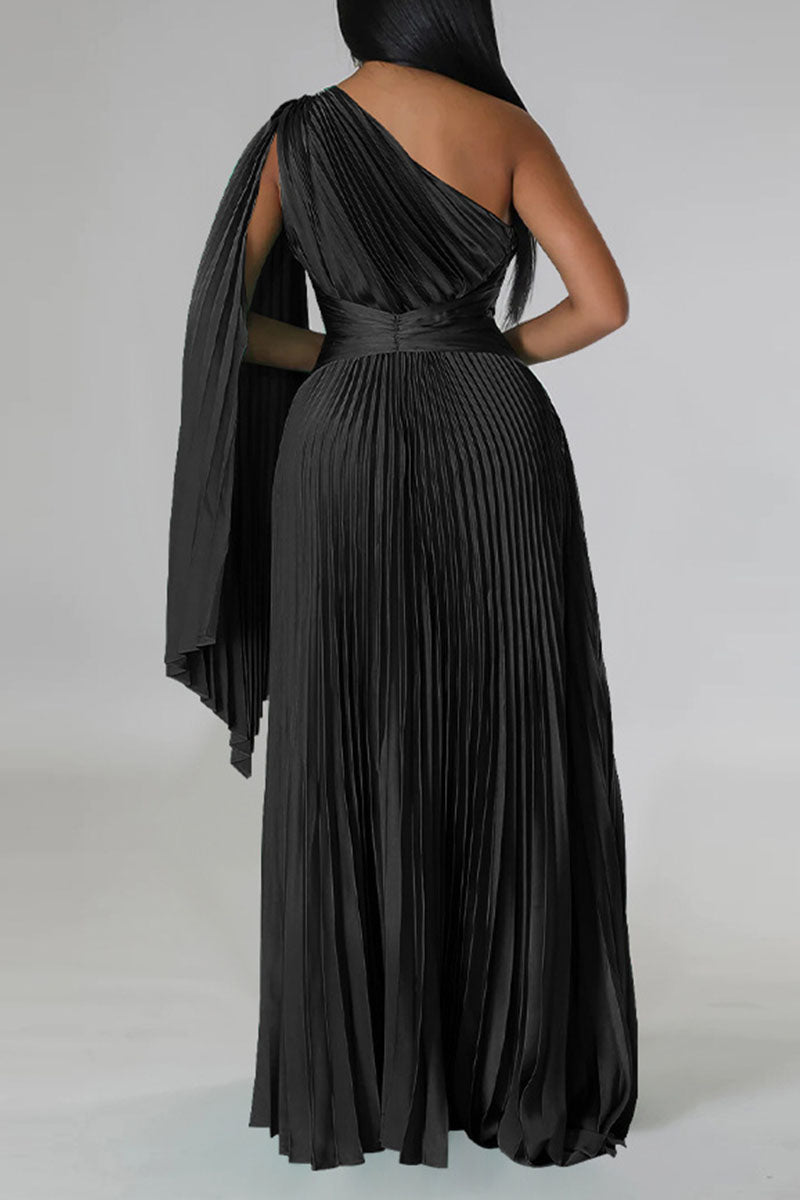 Elegant Solid Fold Oblique Collar Tops
