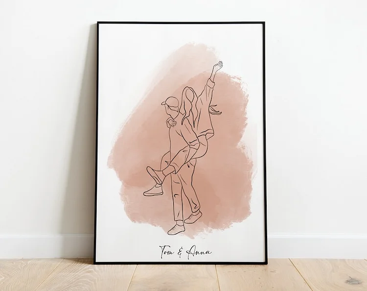 Custom Line Drawing, First Anniversary Gift, Portrait from Photo, Canvas Wall Art Gift
